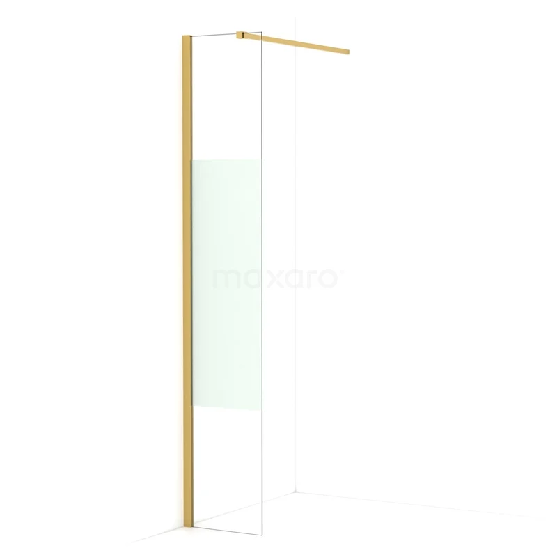 Diamond Walk-in shower | 30 cm Gold Clear with matt strip Fixed wall IDA03113GGN