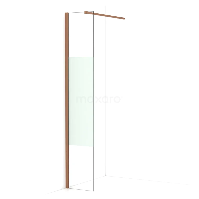 Diamond Walk-in shower | 30 cm Copper Clear with matt strip Fixed wall IDA03113KP