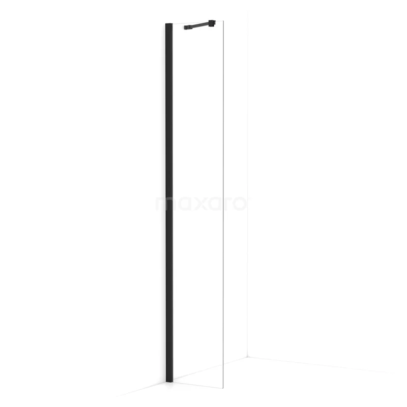 Diamond Walk-in shower | 40 cm Matte black Clear glass Fixed wall IDA04210MB