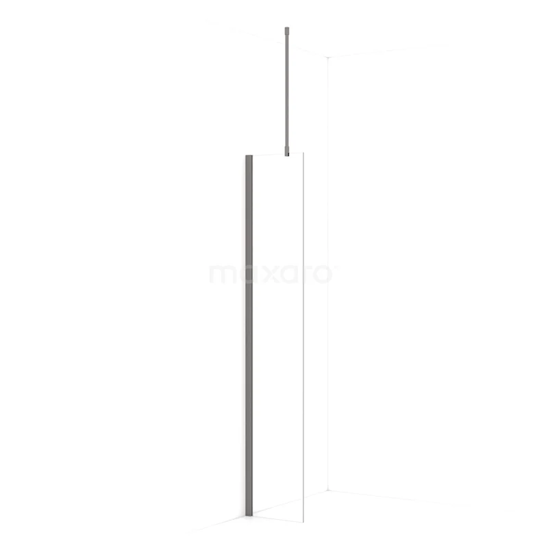 Diamond Walk-in shower | 30 cm Black metal Clear glass Fixed wall IDA03710ZMN