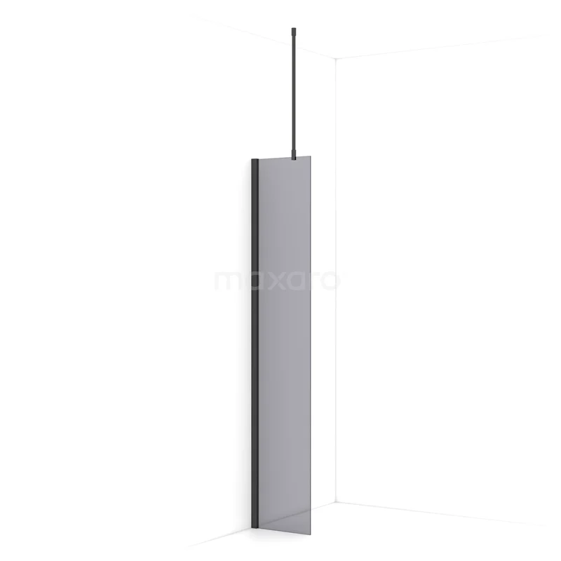 Diamond Walk-in shower | 30 cm Black chrome Smoke glass Fixed wall IDA03711BCN