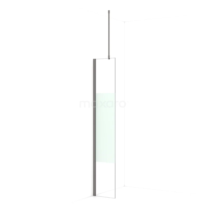 Diamond Walk-in shower | 30 cm Black metal Clear with matt strip Fixed wall IDA03713ZMN
