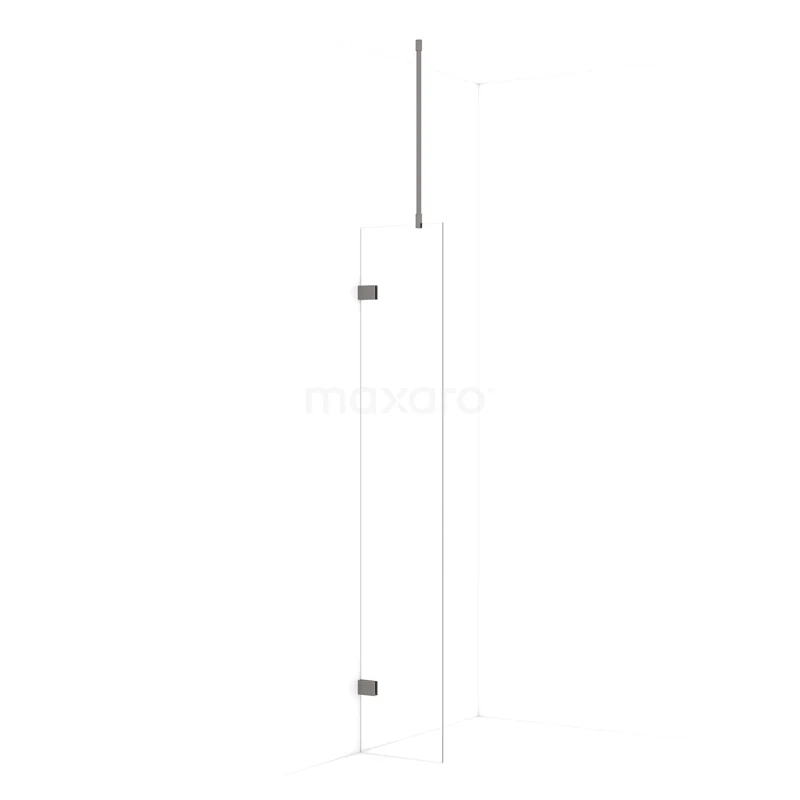 Diamond Walk-in shower | 30 cm Black metal Clear glass Fixed wall IDA03720ZM