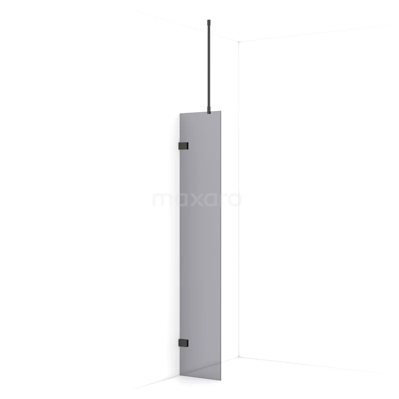 Diamond Walk-in shower | 30 cm Black chrome Smoke glass Fixed wall IDA03721BC