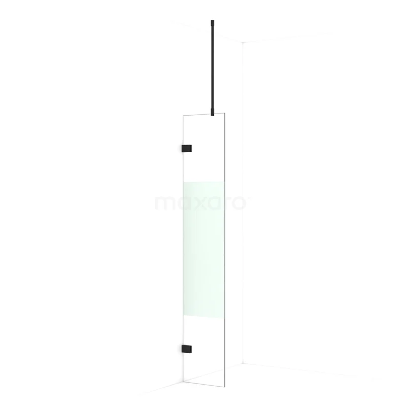 Diamond Walk-in shower | 30 cm Matte black Clear with matt strip Fixed wall IDA03723MB