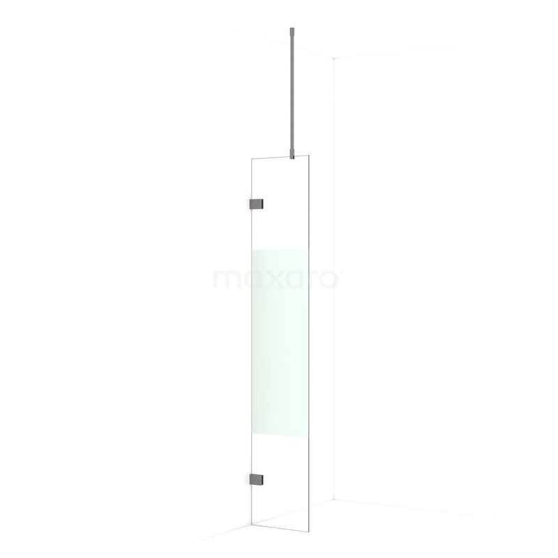 Diamond Walk-in shower | 30 cm Black metal Clear with matt strip Fixed wall IDA03723ZM