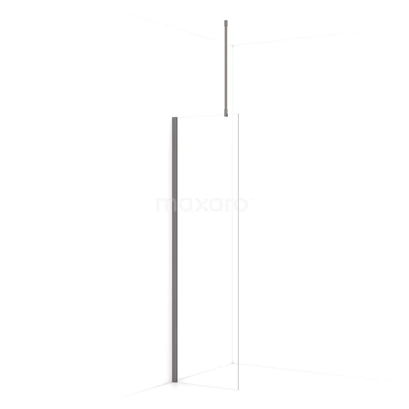 Diamond Walk-in shower | 50 cm Black metal Clear glass Fixed wall IDA05710ZMN
