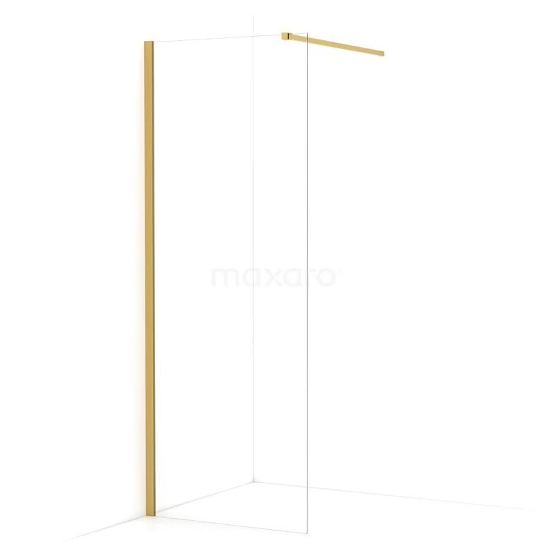 Diamond Walk-in shower | 80 cm Gold Clear glass Fixed wall IDA08110GGN