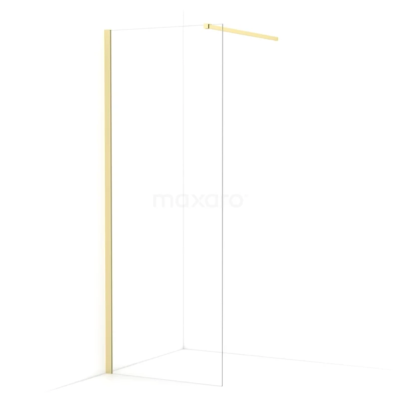 Diamond Walk-in shower | 80 cm Light gold Clear glass Fixed wall IDA08110LG