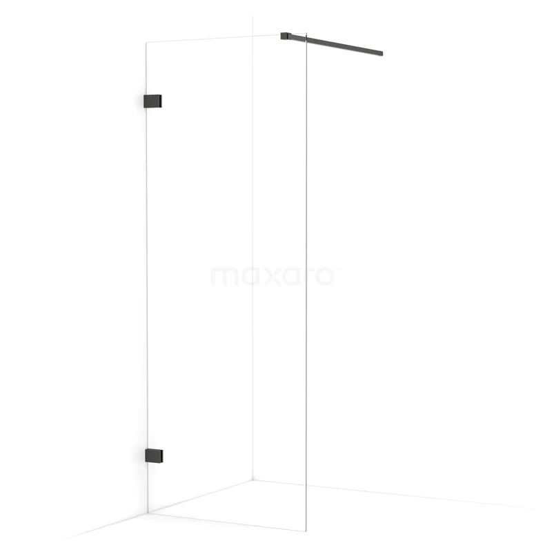 Diamond Walk-in shower | 80 cm Black chrome Clear glass Fixed wall IDA08120BC