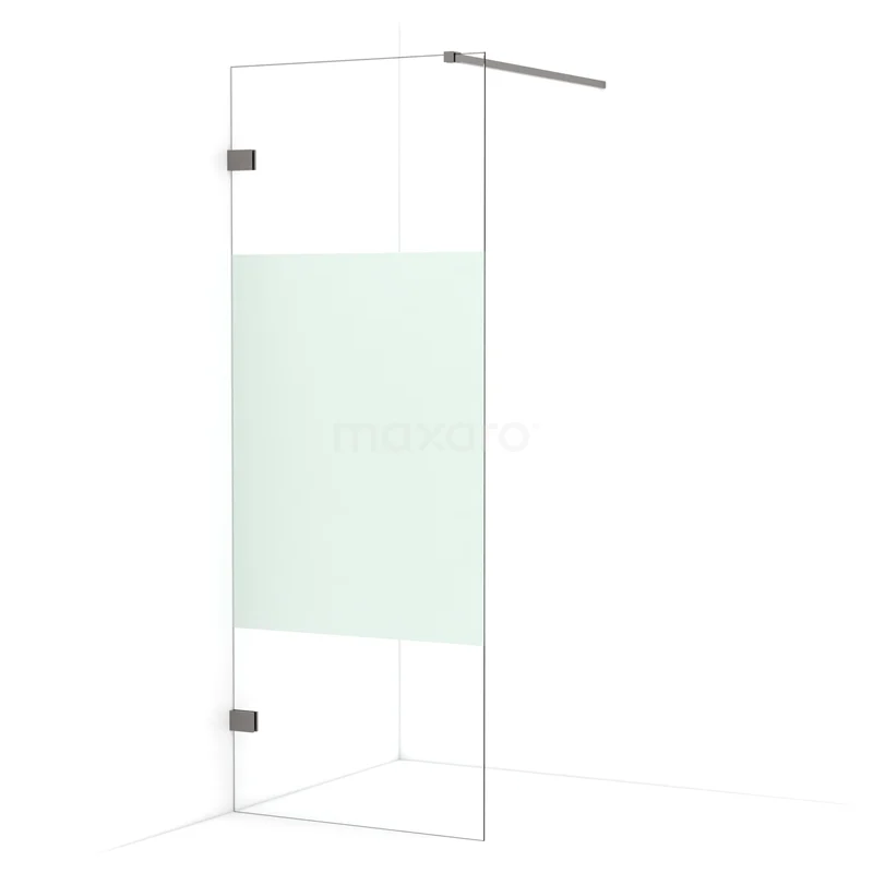 Diamond Walk-in shower | 80 cm Black metal Clear with matt strip Fixed wall IDA08123ZM
