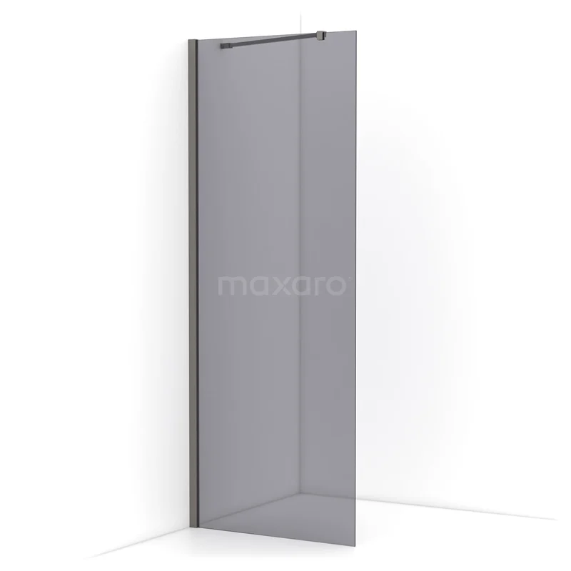 Diamond Walk-in shower | 80 cm Black metal Smoke glass Fixed wall IDA08211ZMN