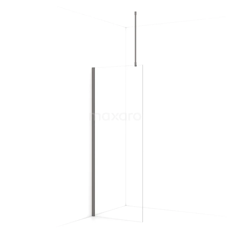 Diamond Walk-in shower | 80 cm Black metal Clear glass Fixed wall IDA08710ZMN