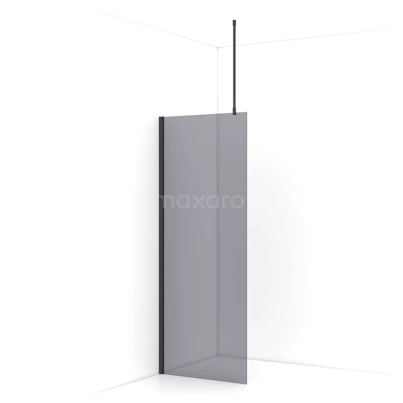Diamond Walk-in shower | 80 cm Black chrome Smoke glass Fixed wall IDA08711BCN