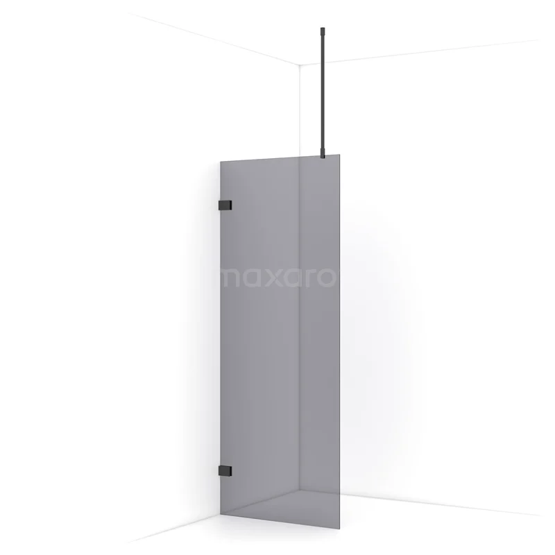 Diamond Walk-in shower | 80 cm Black chrome Smoke glass Fixed wall IDA08721BC