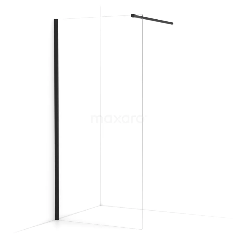 Diamond Walk-in shower | 90 cm Matte black Clear glass Fixed wall IDA09110MB