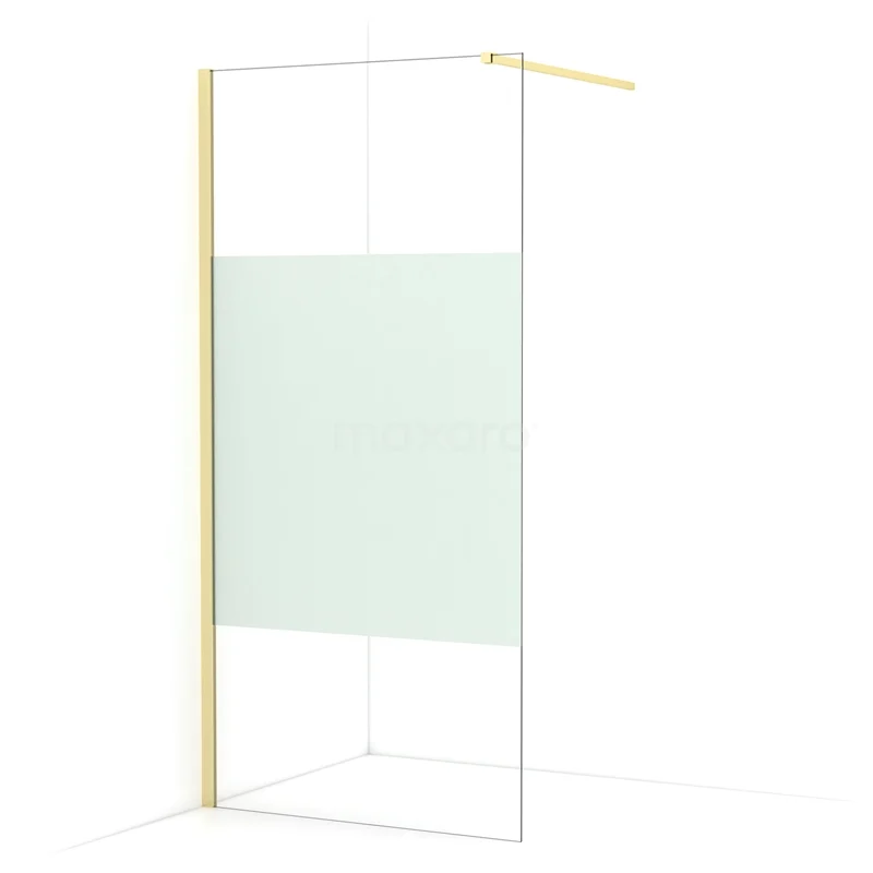 Diamond Walk-in shower | 100 cm Light gold Clear with matt strip Fixed wall IDA10113LG