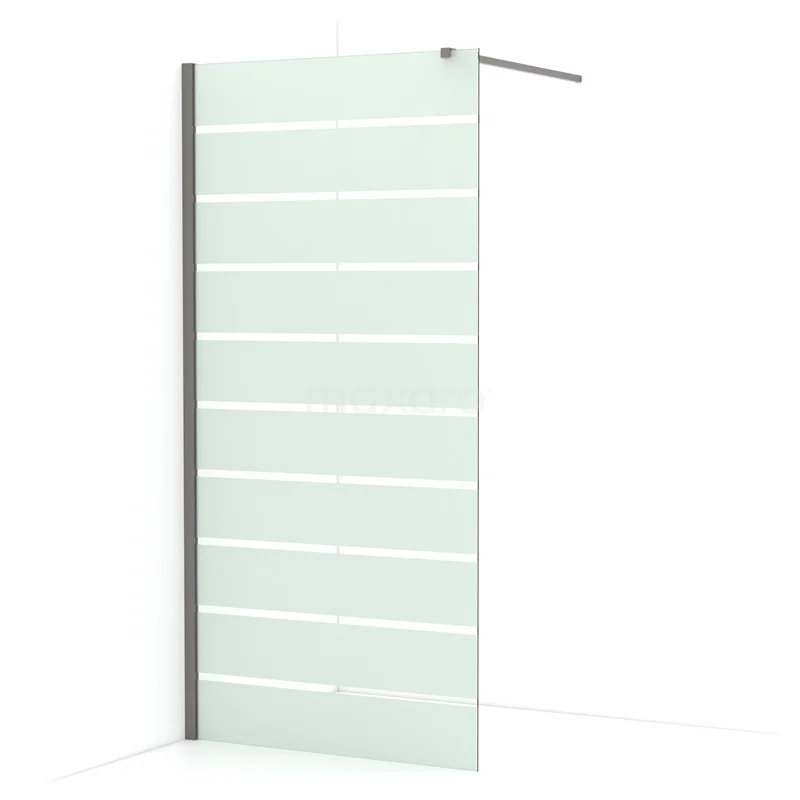 Diamond Walk-in shower | 90 cm Black metal Clear with matt stripes Fixed wall IDA09116ZMN