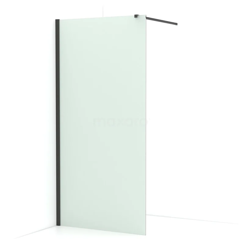 Diamond Walk-in shower | 90 cm Black chrome Frosted glass Fixed wall IDA09117BCN