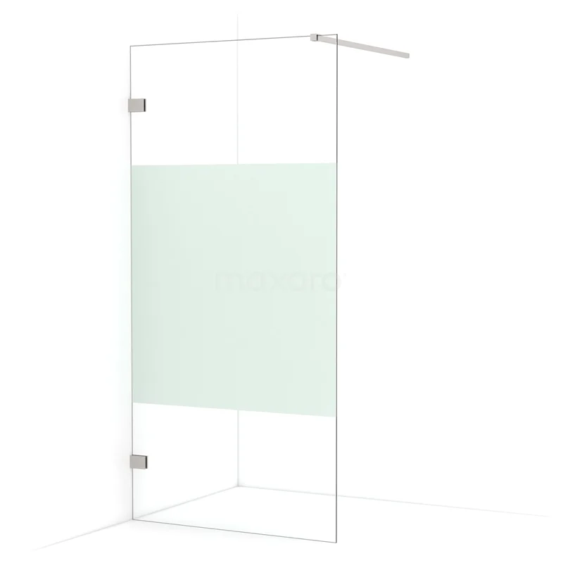 Diamond Walk-in shower | 90 cm Stainless steel Clear with matt strip Fixed wall IDA09123BR