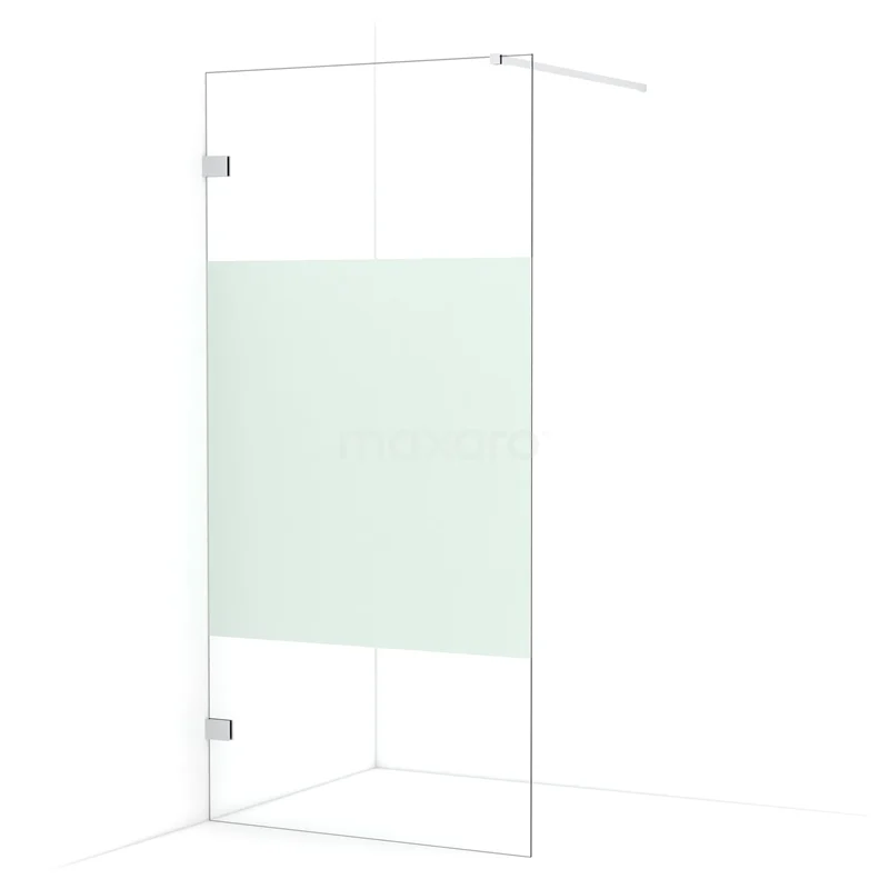 Diamond Walk-in shower | 90 cm Chrome Clear with matt strip Fixed wall IDA09123C