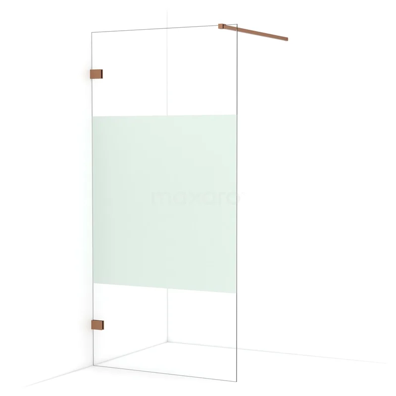Diamond Walk-in shower | 90 cm Copper Clear with matt strip Fixed wall IDA09123KP