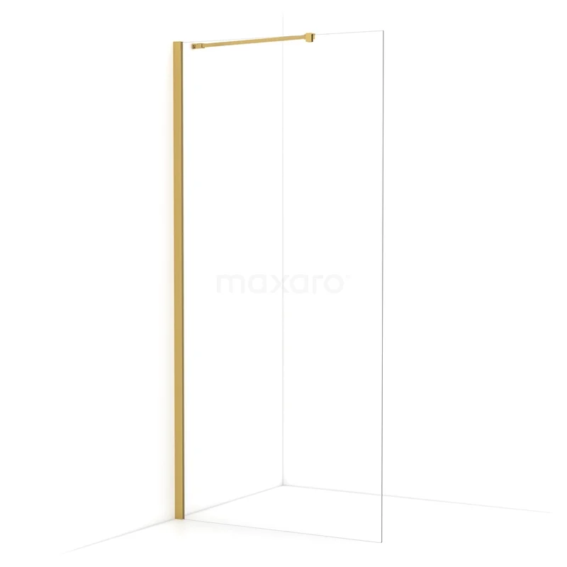 Diamond Walk-in shower | 100 cm Gold Clear glass Fixed wall IDA10210GGN