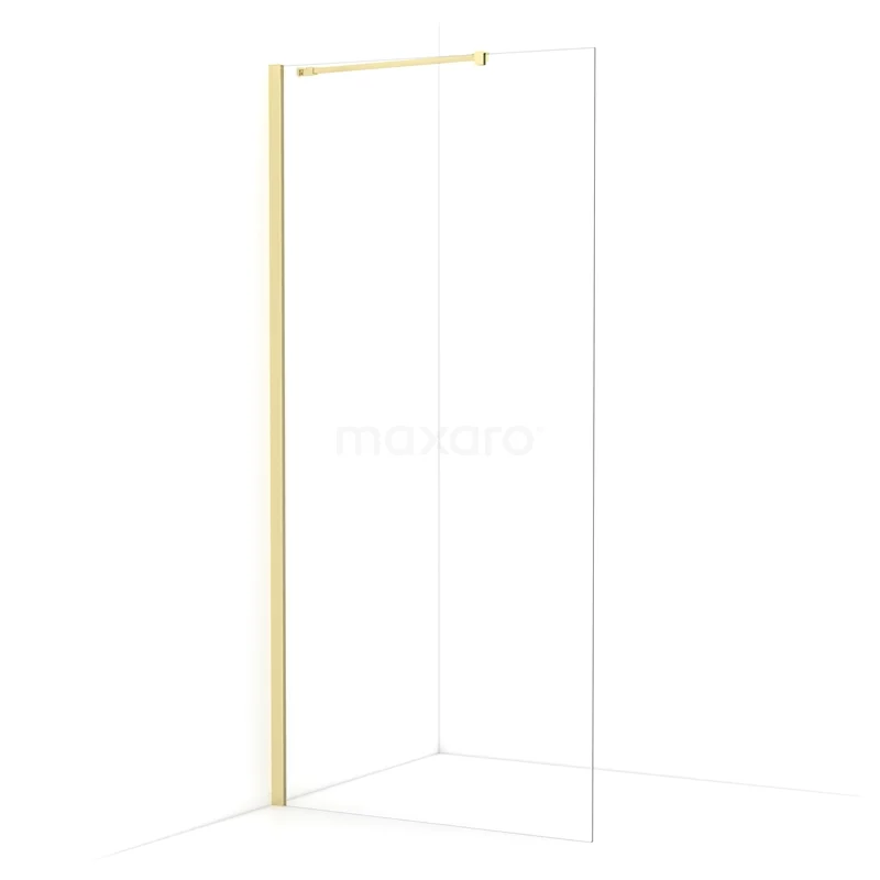 Diamond Walk-in shower | 100 cm Light gold Clear glass Fixed wall IDA10210LG