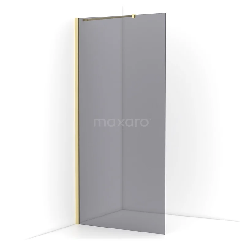 Diamond Walk-in shower | 90 cm Light gold Smoke glass Fixed wall IDA09211LG
