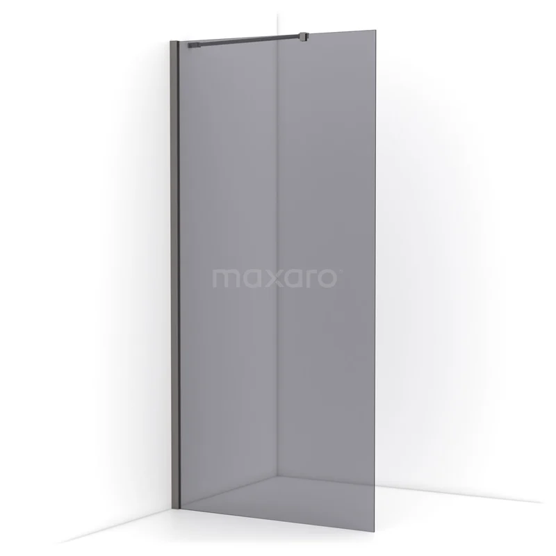 Diamond Walk-in shower | 90 cm Black metal Smoke glass Fixed wall IDA09211ZMN