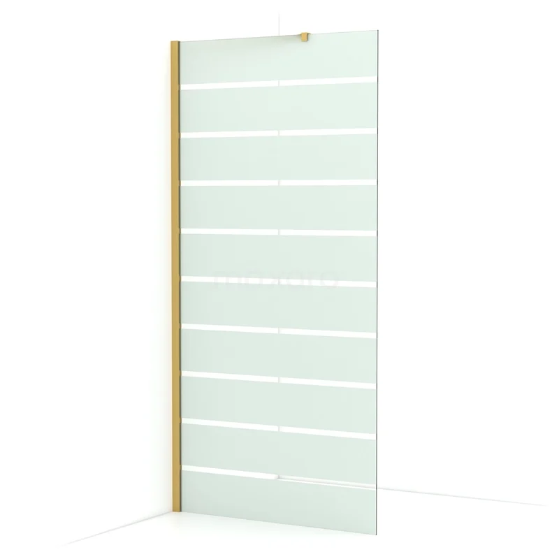 Diamond Walk-in shower | 100 cm Gold Clear with matt stripes Fixed wall IDA10216GGN