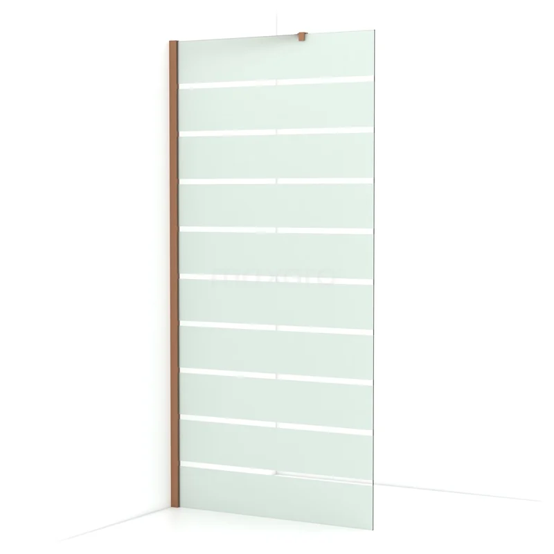 Diamond Walk-in shower | 100 cm Copper Clear with matt stripes Fixed wall IDA10216KP