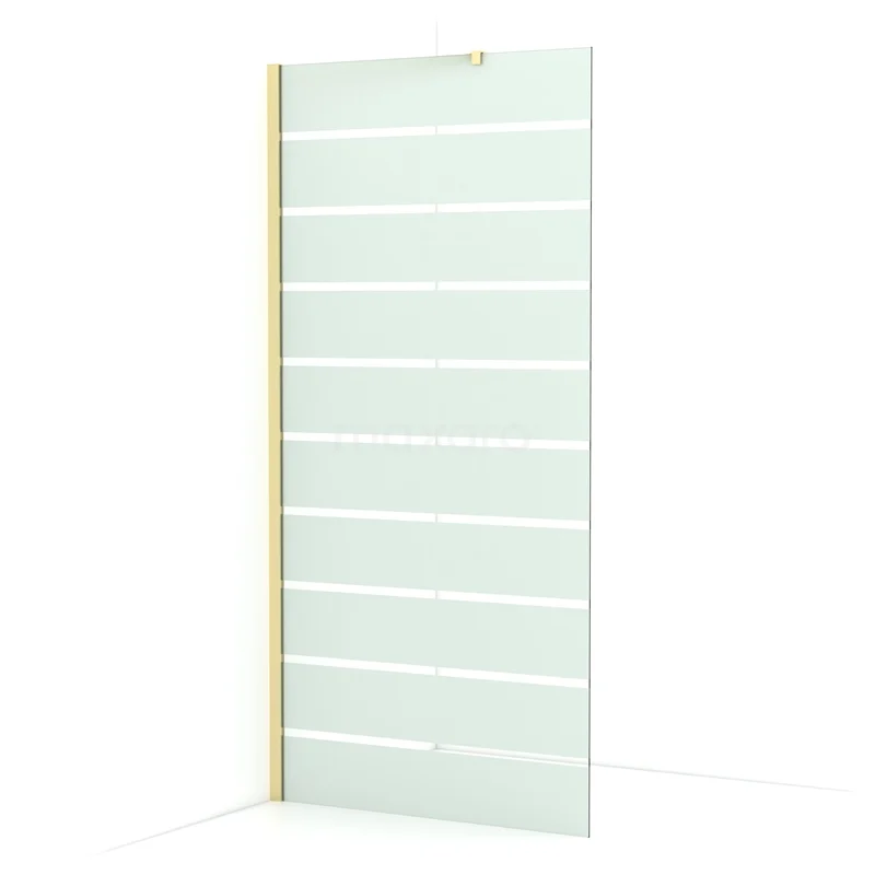 Diamond Walk-in shower | 100 cm Light gold Clear with matt stripes Fixed wall IDA10216LG