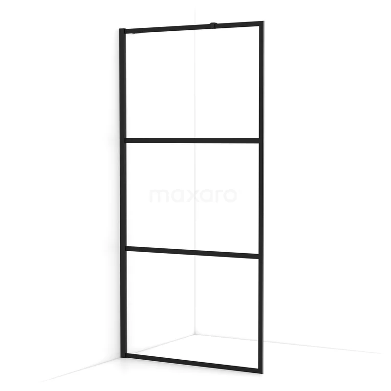 Begehbare Dusche Diamant 90cm aus klarem Sicherheitsglas mit 4 schwarzen Streifen Matt Schwarz IDA09218MB Begehbare Dusche Diamant 90cm aus klarem Sicherheitsglas mit 4 schwarzen Streifen Matt Schwarz IDA09218MB