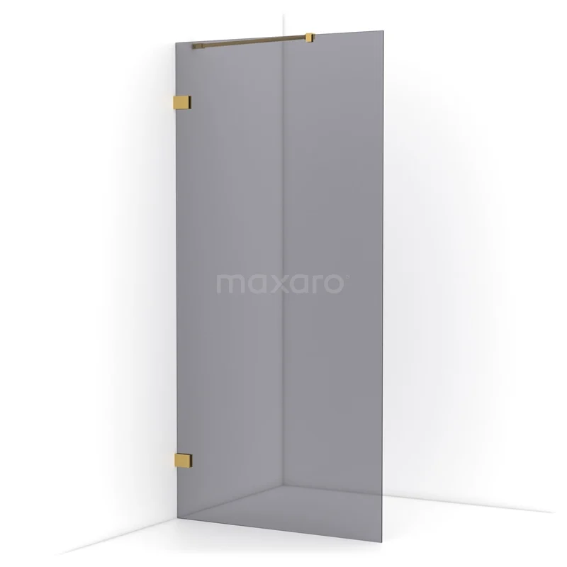 Diamond Walk-in shower | 100 cm Gold Smoke glass Fixed wall IDA10221GG