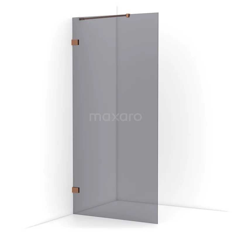 Diamond Walk-in shower | 100 cm Copper Smoke glass Fixed wall IDA10221KP