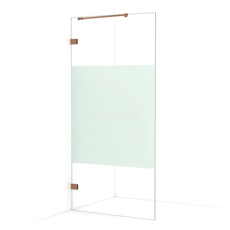 Diamond Walk-in shower | 90 cm Copper Clear with matt strip Fixed wall IDA09223KP