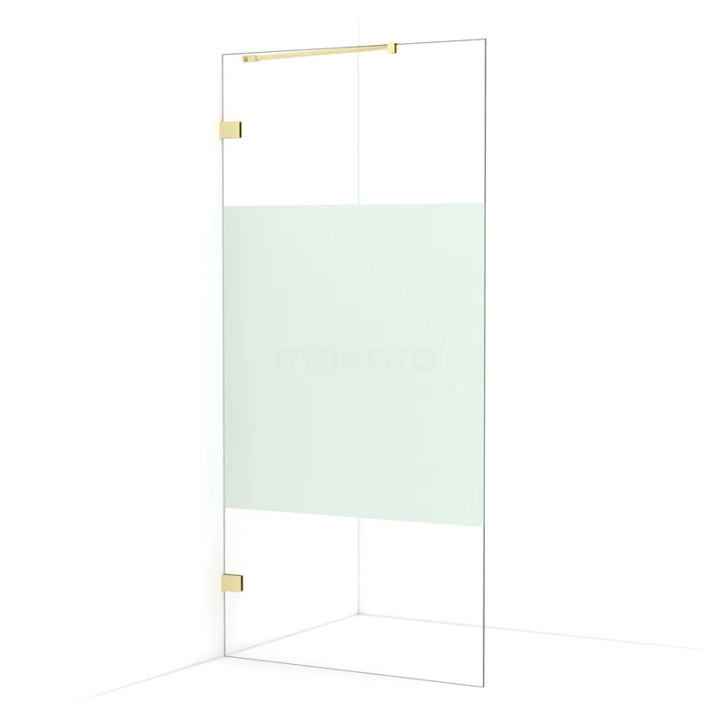 Diamond Walk-in shower | 90 cm Light gold Clear with matt strip Fixed wall IDA09223LG