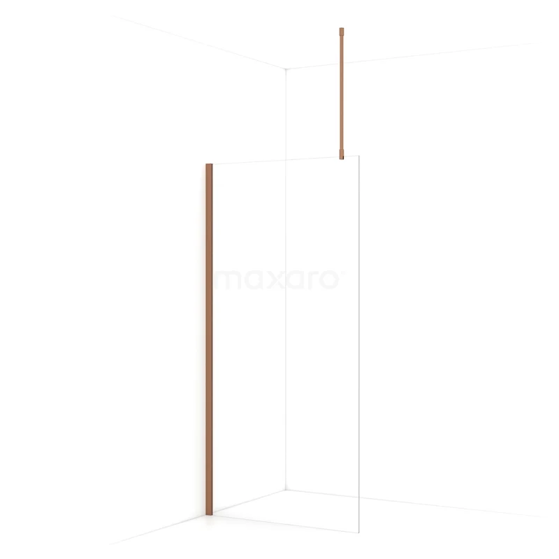 Diamond Walk-in shower | 90 cm Copper Clear glass Fixed wall IDA09710KP