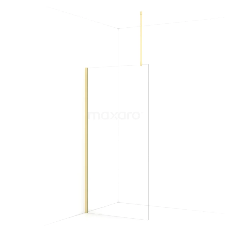 Diamond Walk-in shower | 90 cm Light gold Clear glass Fixed wall IDA09710LG