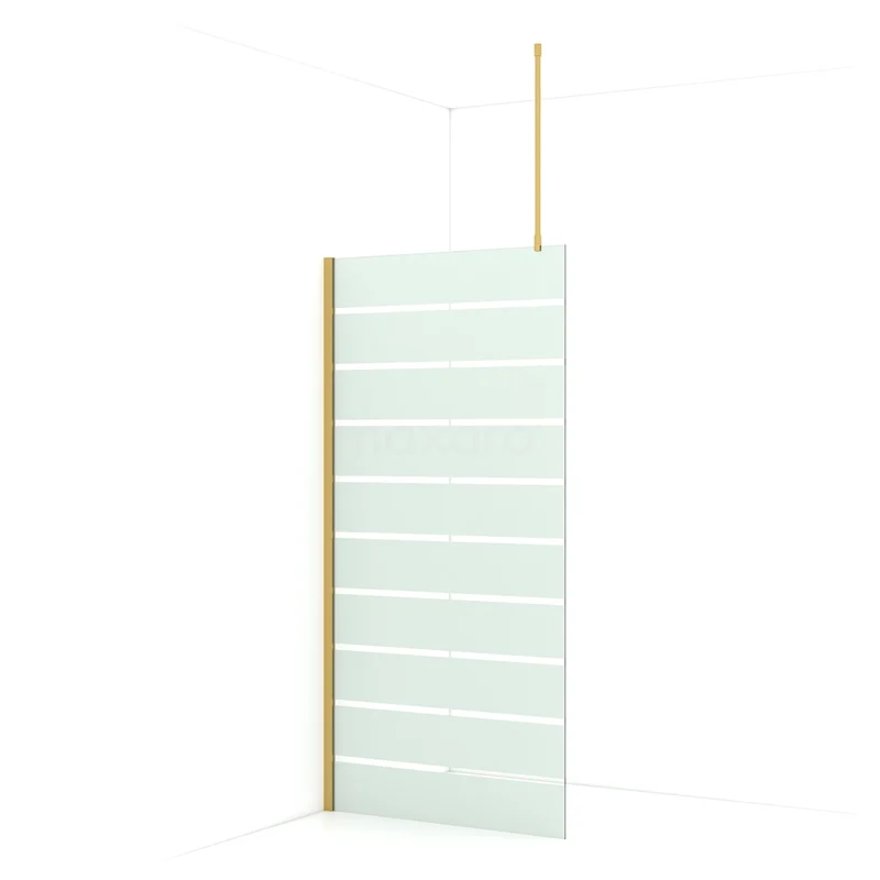 Diamond Walk-in shower | 90 cm Gold Clear with matt stripes Fixed wall IDA09716GGN