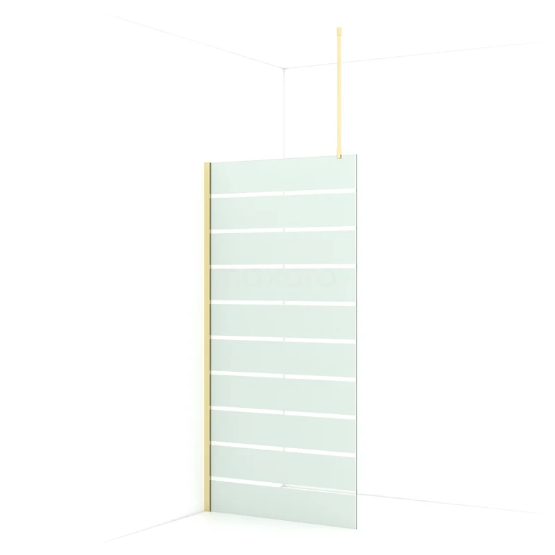 Diamond Walk-in shower | 90 cm Light gold Clear with matt stripes Fixed wall IDA09716LG