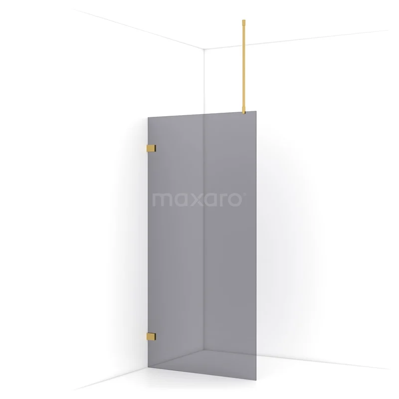 Diamond Walk-in shower | 90 cm Gold Smoke glass Fixed wall IDA09721GG