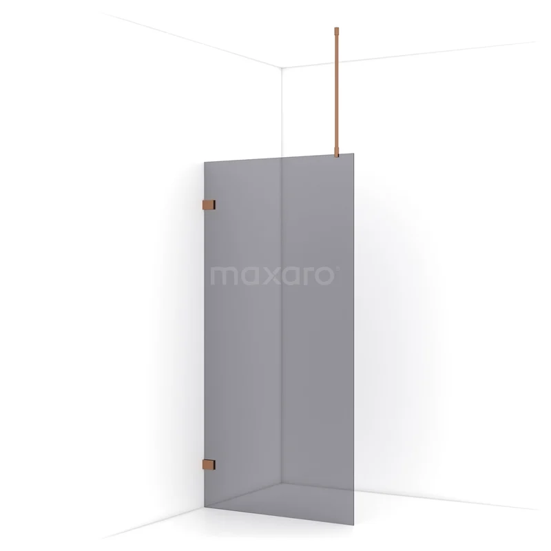 Diamond Walk-in shower | 90 cm Copper Smoke glass Fixed wall IDA09721KP