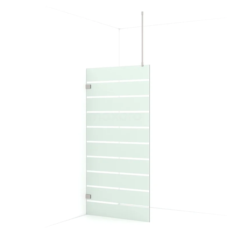 Diamond Walk-in shower | 100 cm Stainless steel Clear with matt stripes Fixed wall IDA10726BR