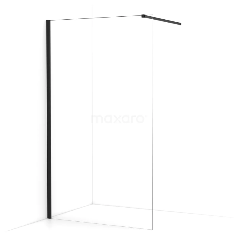 Diamond Walk-in shower | 110 cm Matte black Clear glass Fixed wall IDA11110MB