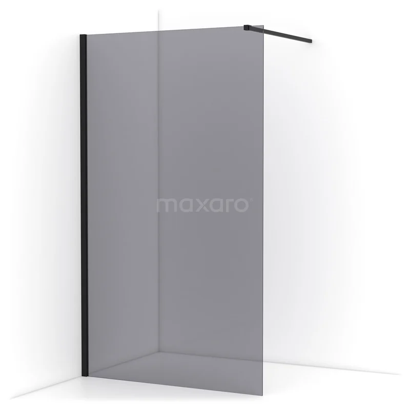 Diamond Walk-in shower | 110 cm Matte black Smoke glass Fixed wall IDA11111MB