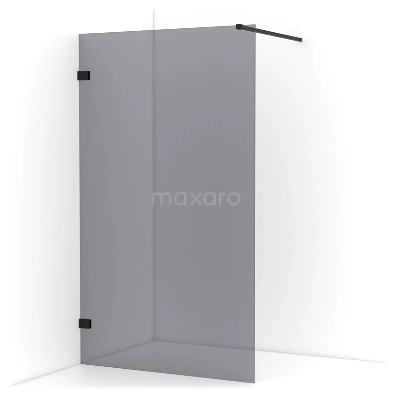Diamond Walk-in shower | 120 cm Matte black Smoke glass Fixed wall IDA12121MB