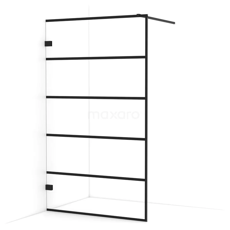 Begehbare Dusche Diamond 120cm aus klarem Sicherheitsglas mit 6 schwarzen Streifen Matt Schwarz IDA12125MB Begehbare Dusche Diamond 120cm aus klarem Sicherheitsglas mit 6 schwarzen Streifen Matt Schwarz IDA12125MB