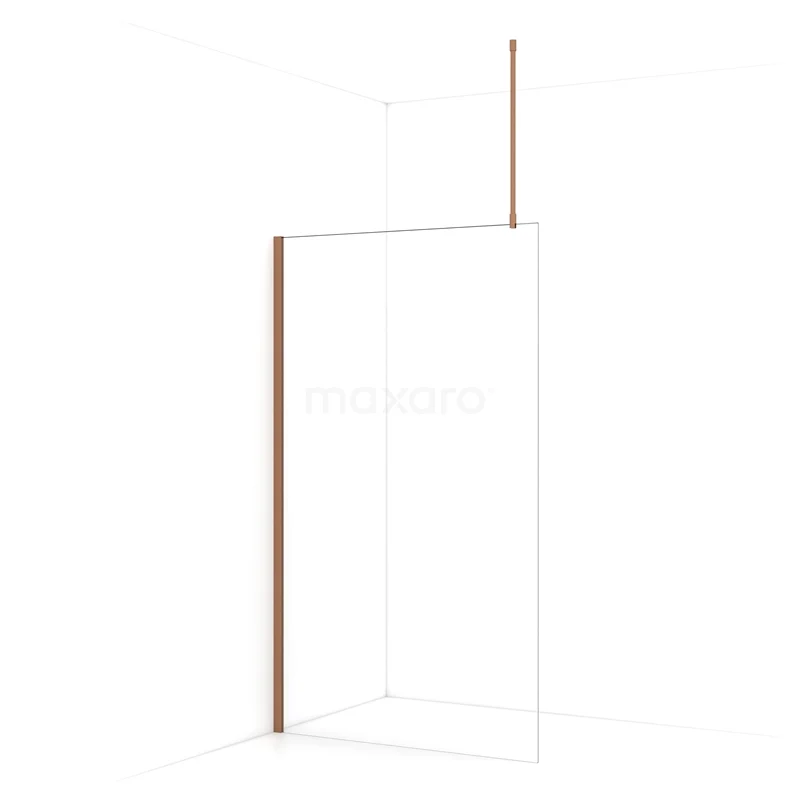 Diamond Walk-in shower | 110 cm Copper Clear glass Fixed wall IDA11710KP